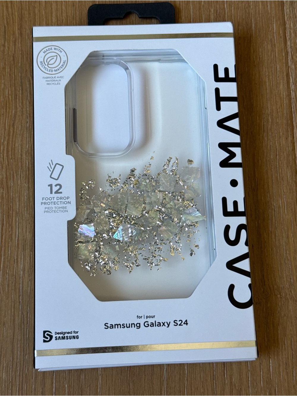 New Case-mate Clear Iridescent Glitter for Samsung Galaxy S24 Case Gold Silver